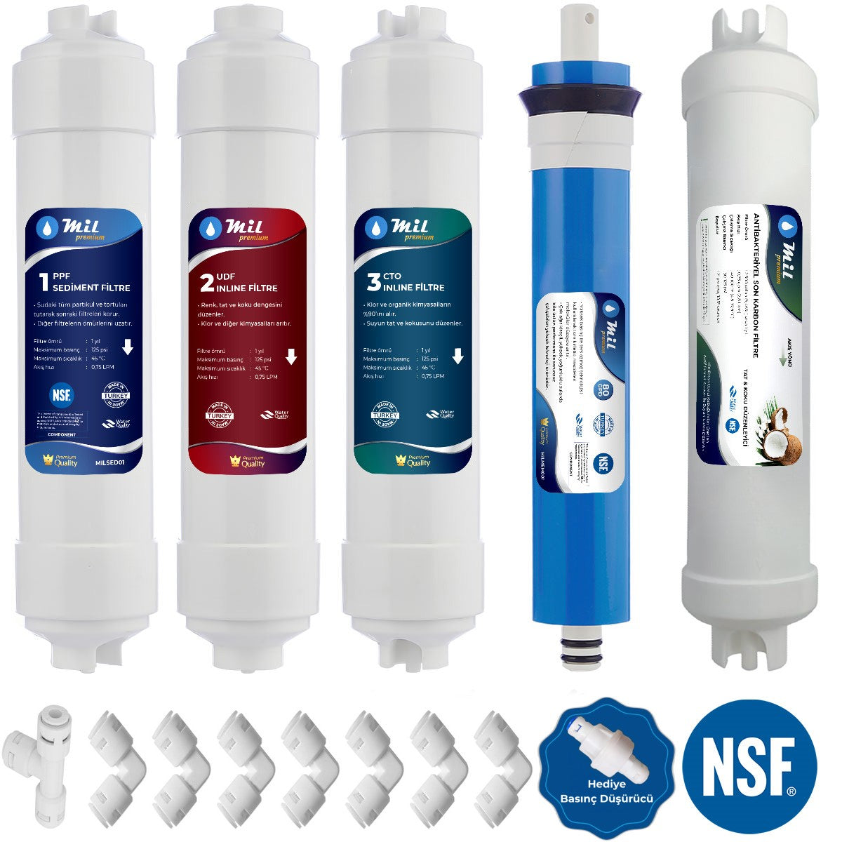 Mil Premium Closed Box NSF
Approved Filter Set of 5 for Water Purifier