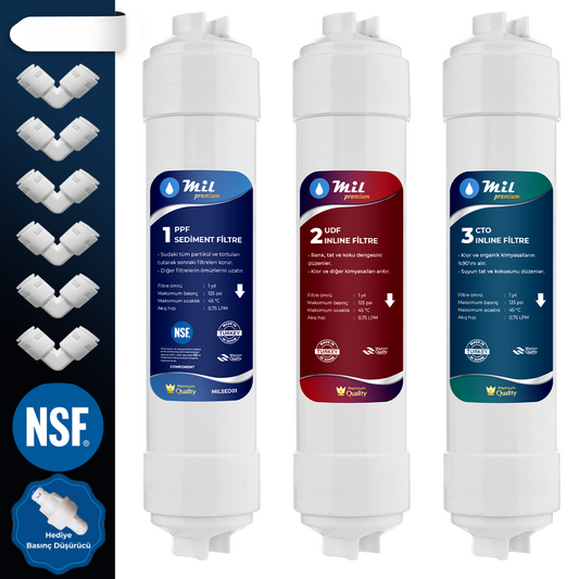 Mil Premium Closed Box NSF
Approved 3-Piece Pre-Filter Set for Water Purifier